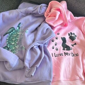 Kids' Purple Turtle & Pink Dog Hoodies